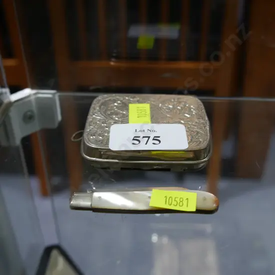 Sterling silver blade fruit knife and coin holder