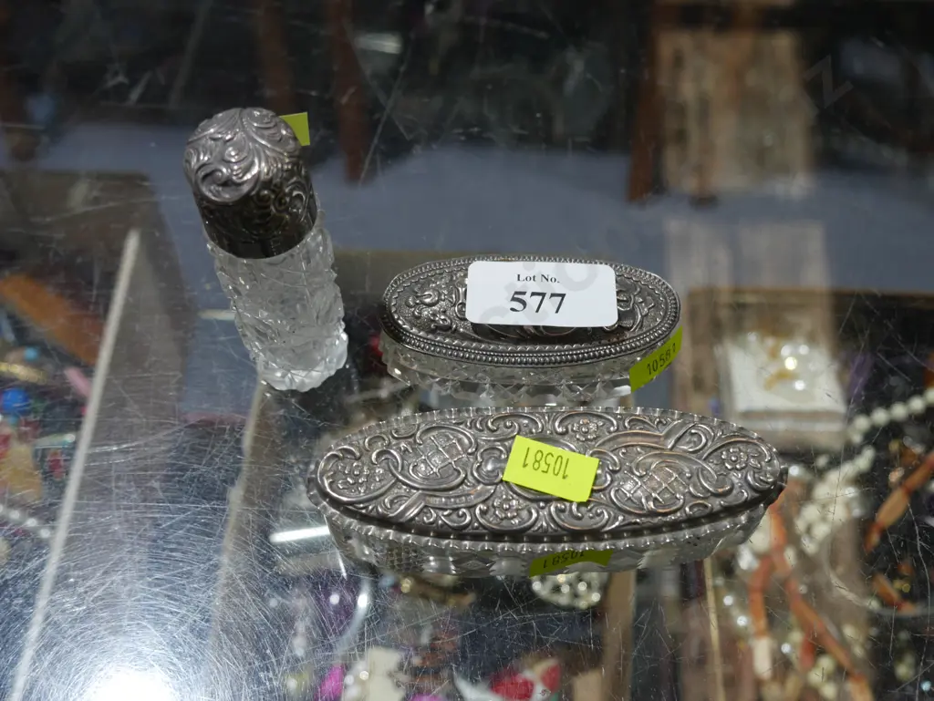 3 sterling silver topped containers Image 1++