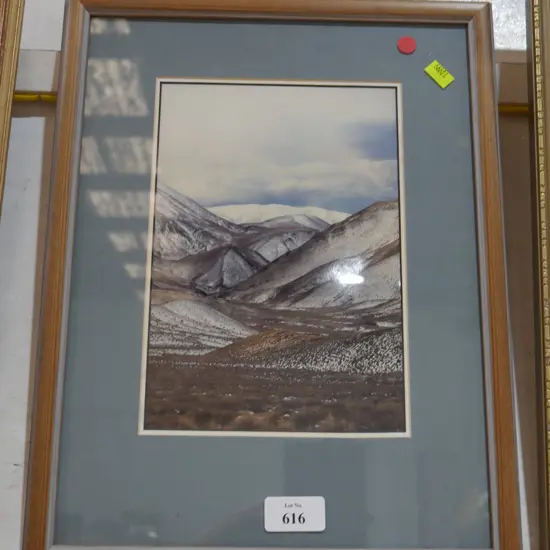Framed mountain photograph