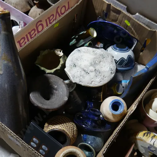 Box of studio pottery