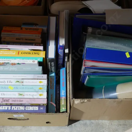 2 boxes, books, clear files etc