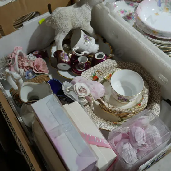 Artificial roses, china etc