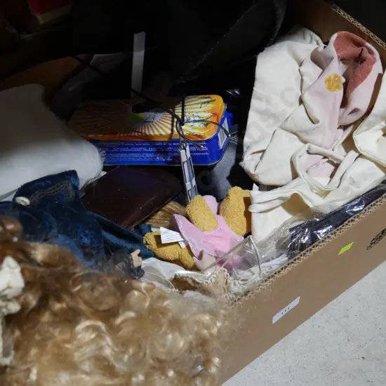 Cowboy hat, dolls etc