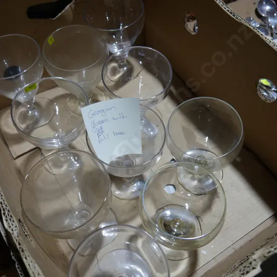 10 Georgian stemmed pontilled glasses
