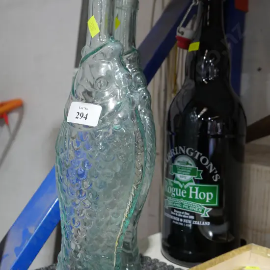 Harrington's bottle and glass fish bottles