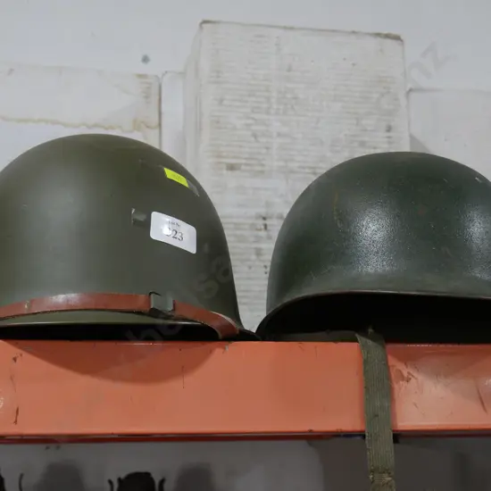 2 army helmets