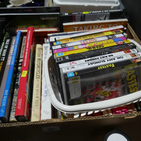 Motorcycle books, and DVDs