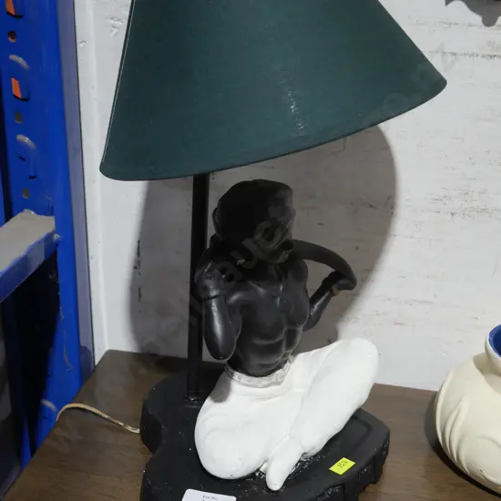 Plaster boy figurine table lamp