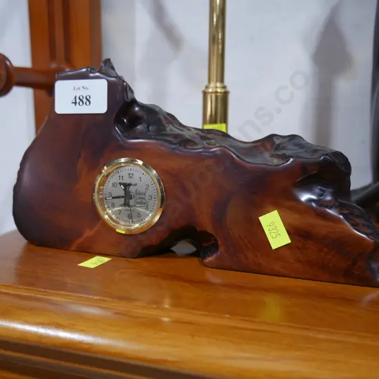 Natural wood mantle clock