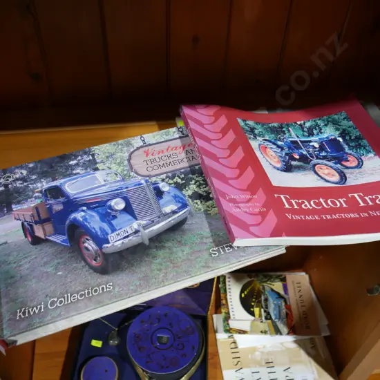 Two books, tractors and vintage trucks