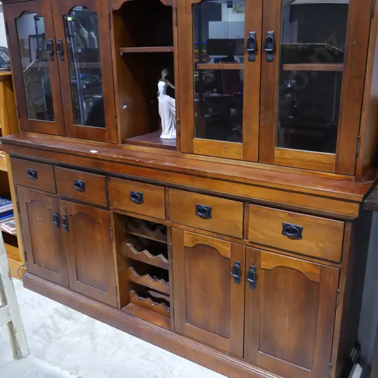 Large vintage glazed cupboard unit