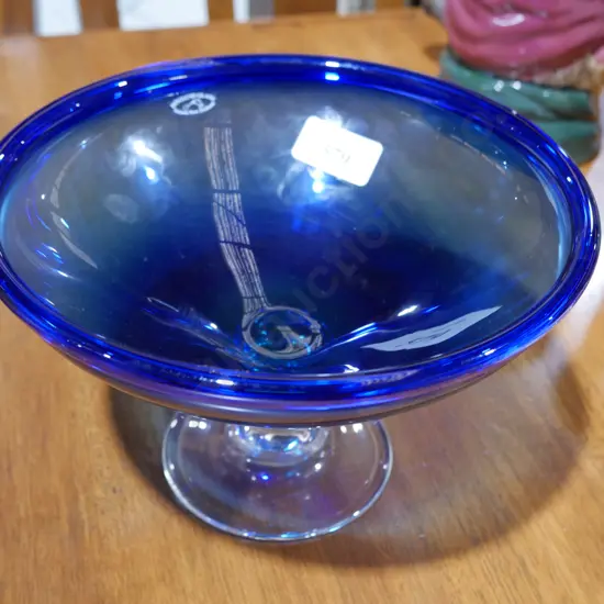 Hogland art glass cobalt blue bowl