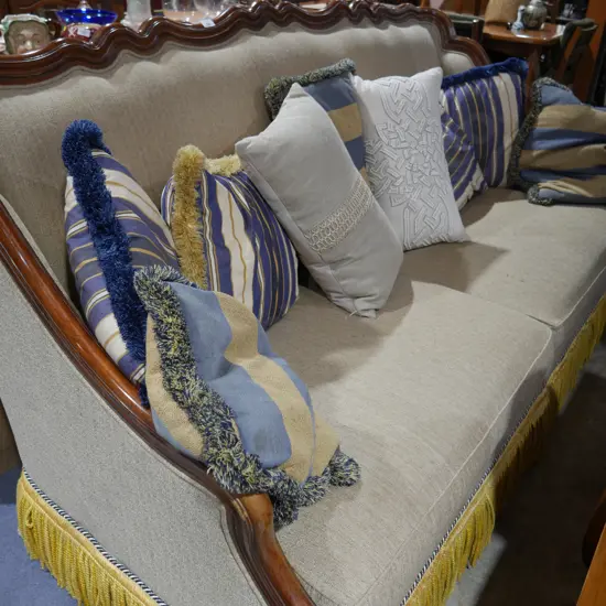 Large wood framed settee