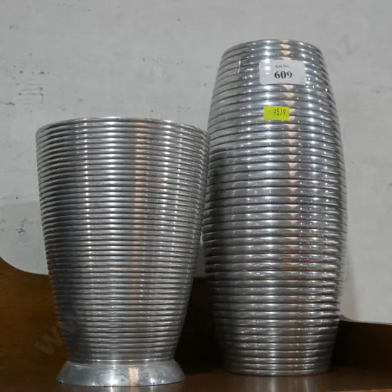 2 metal vases