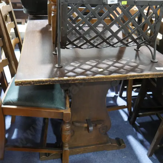 Oak dining table and 4 chairs