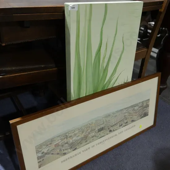 Framed vintage Christchurch print and another