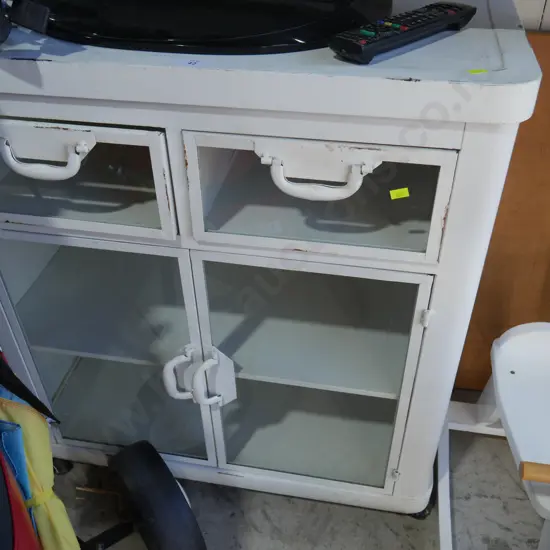 Glass front metal cabinet