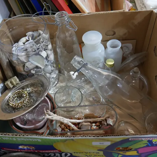 Glassware, shells etc