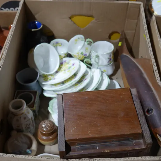 Mini drawers, Royal Albert's china etc