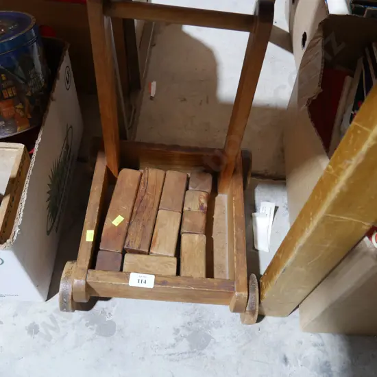 Wooden blocks, cart