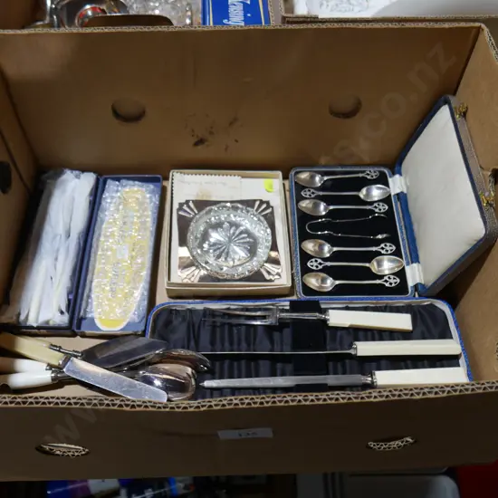 Boxed bone handled knives, cutlery etc