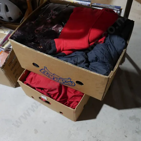 2 boxes clothing etc