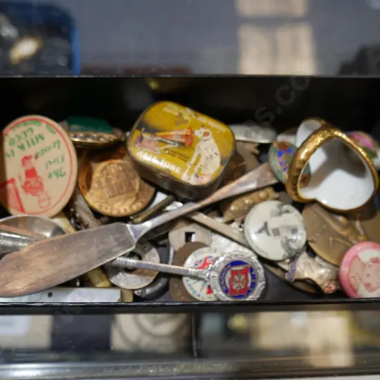 Coins, needle tin etc