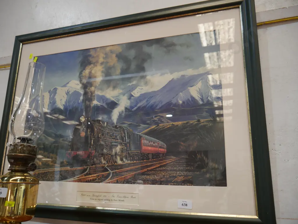 Framed Trans Alpine steam engine print Image 1++