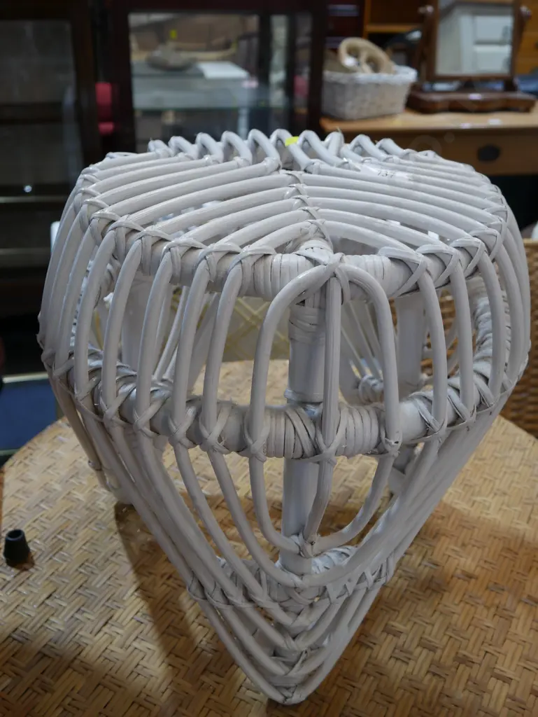 Cane white painted side table Image 1++