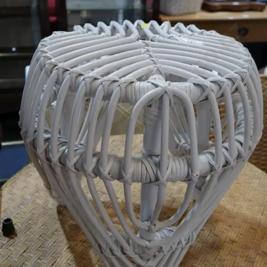 Cane white painted side table