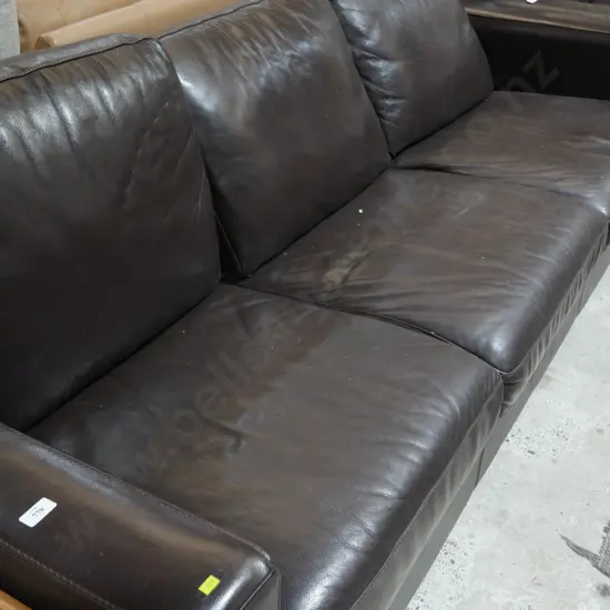 Brown leather couch