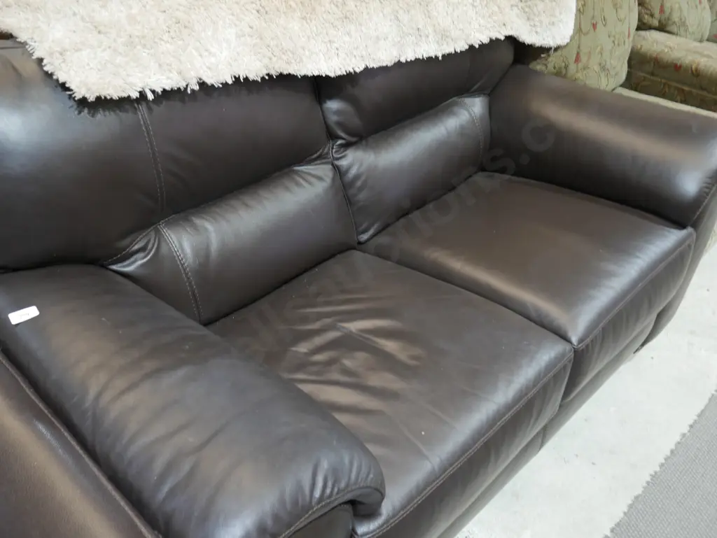 2 seater brown leather couch Image 1++