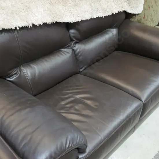 2 seater brown leather couch