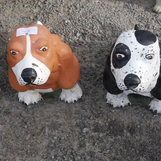 2 dog garden ornaments