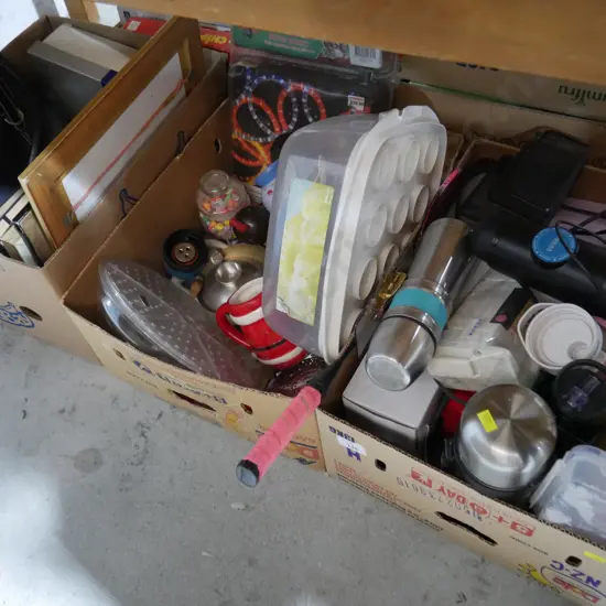 3 boxes kitchenware, sundries etc
