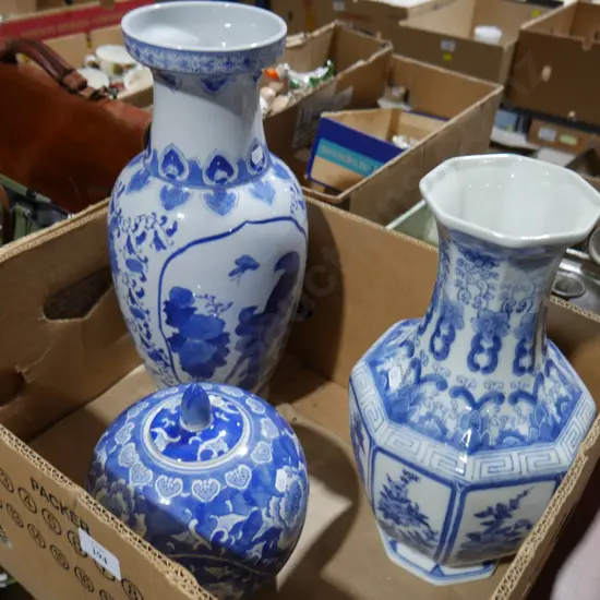 Blue and white vases