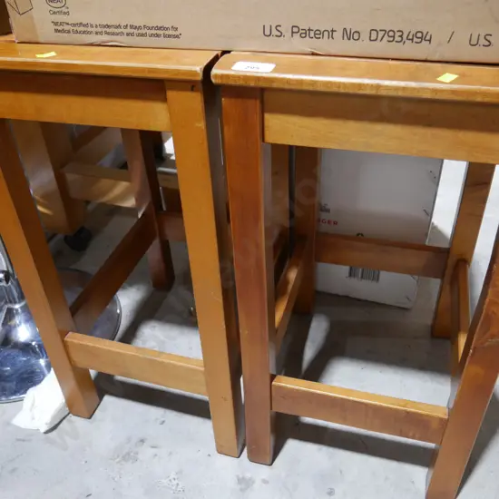 2 wooden bar stools