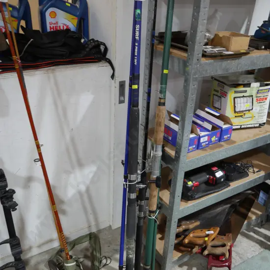 3 fishing rods and reels