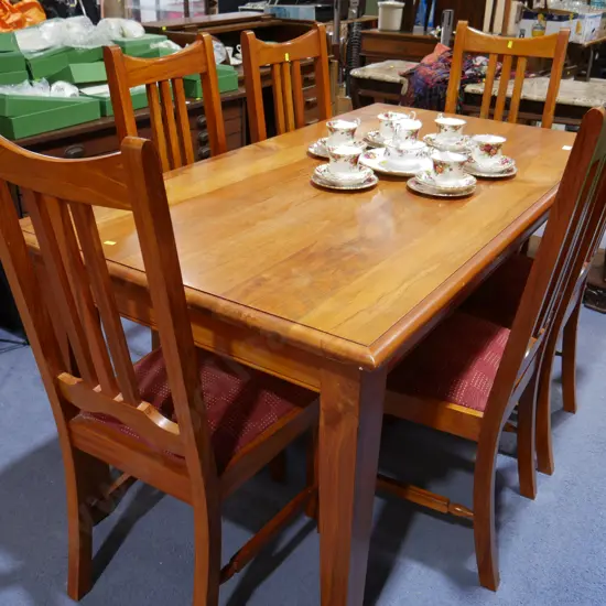 Rimu dining table and 6 chairs