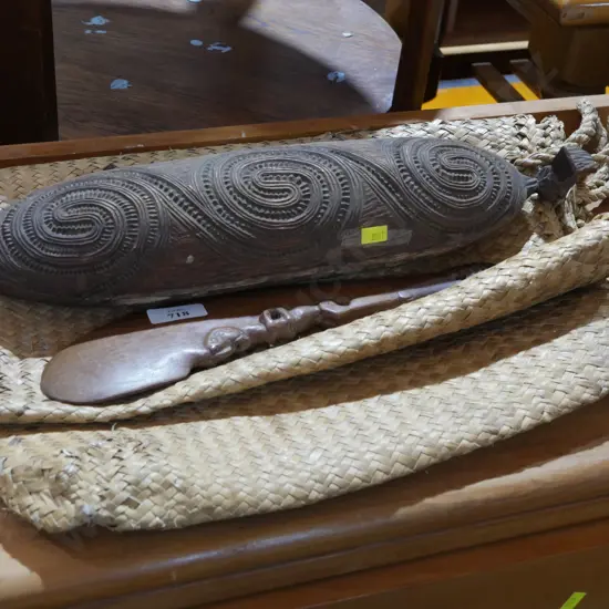 Wooden carved tool etc