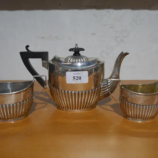 3pce sterling silver teaservice