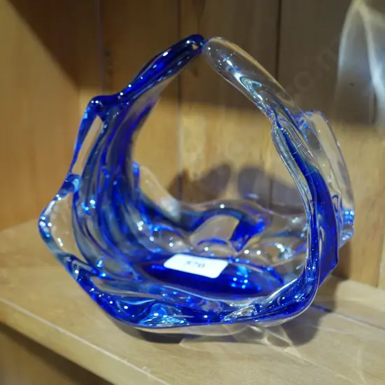 Blue glass dish