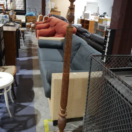 Carved standard lamp