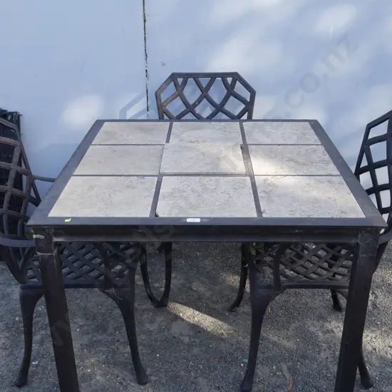 Tile top outdoor table and 3 chairs