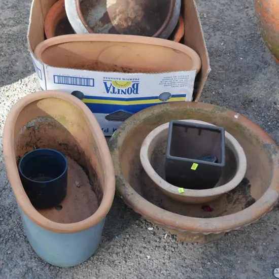 Assorted plant pots
