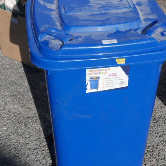 Blue wheelie bin