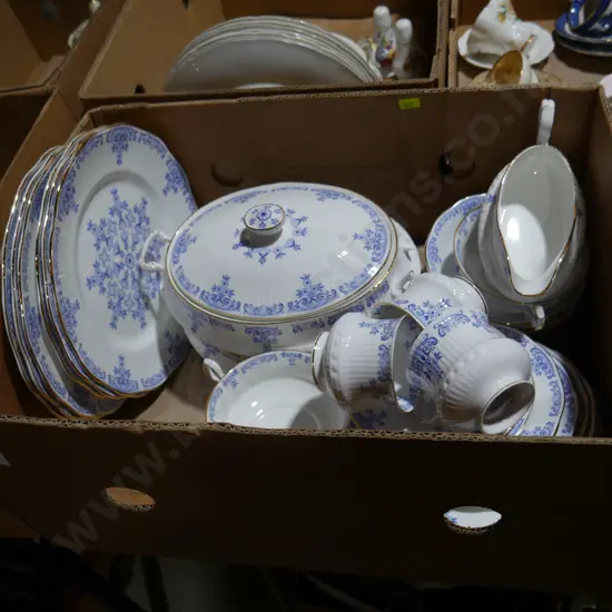 2 boxes blue and white dinnerware, epware