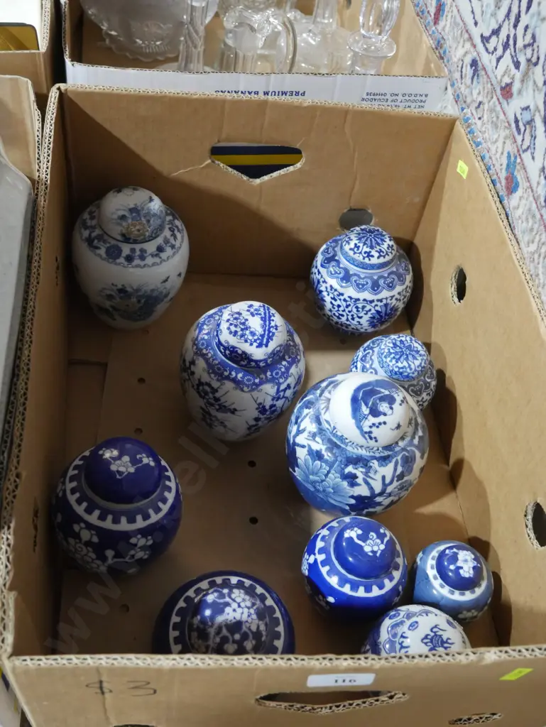Assorted blue and white ginger jars Image 1++