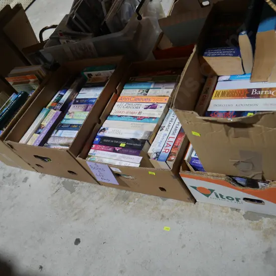 Five boxes of assorted novels etc