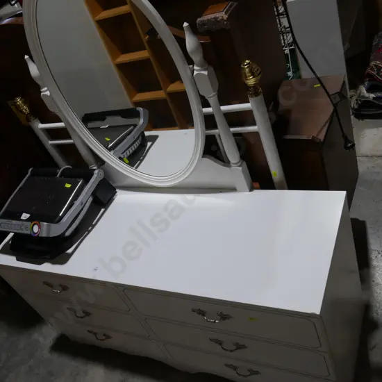 Mirror back dresser and single headboard